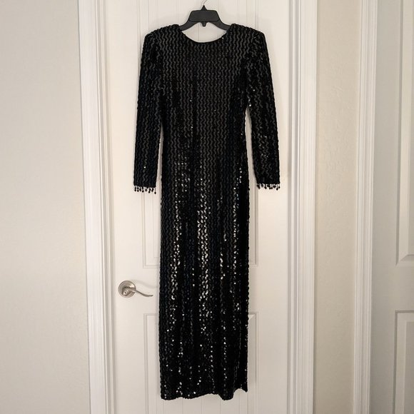 Full Length Black Sequined Gown by Degré, Size 7/8 - Picture 1 of 7